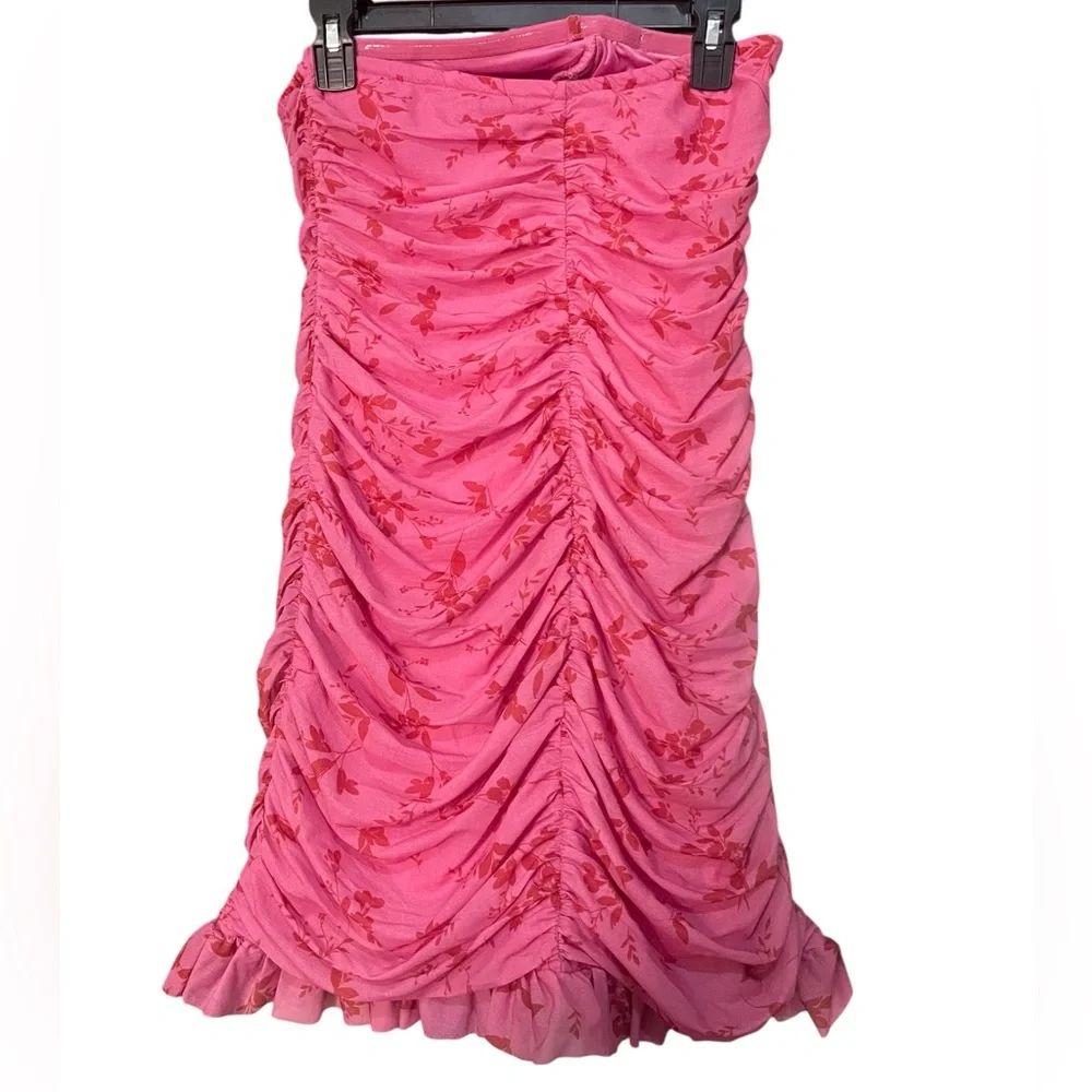 Wild Fable Women's Sleeveless Ruched Ruffle Tube Mini Bodycon Dress‎
